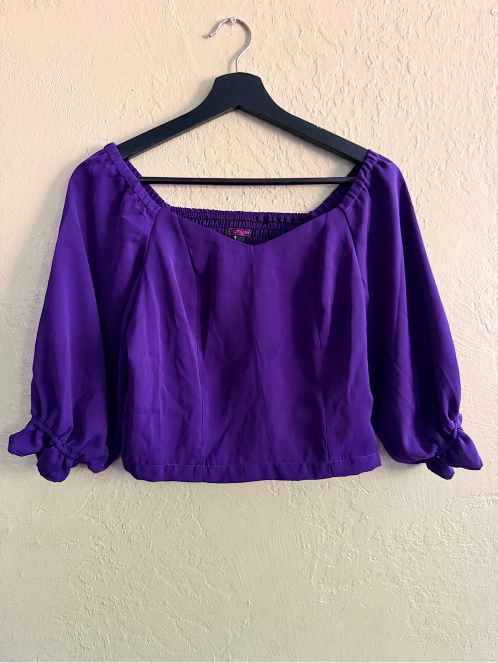 Ginger G Vibrant Purple Off-Shoulder Blouse